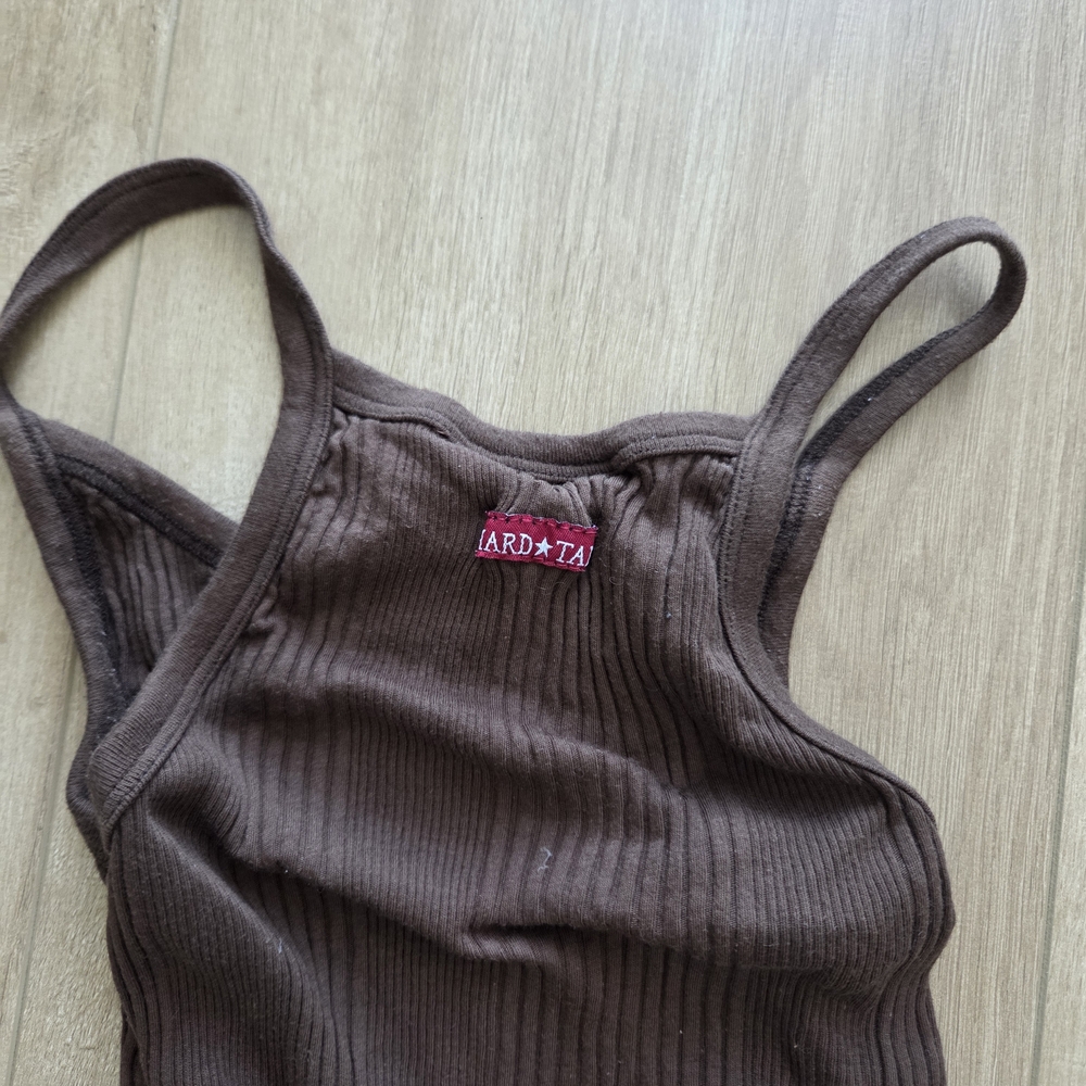 Hard Tail Brown Ribbed Long Tank Tops  - Women - Picture 4 of 4